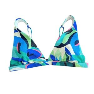 Women’s Vibrant Blue & Green Abstract Triangle Bikini Top